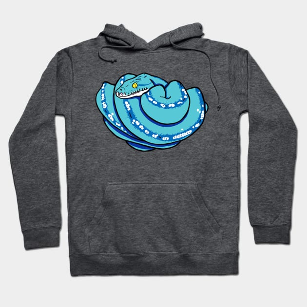 Green Tree Python, Blue Morph Hoodie by SNK Kreatures